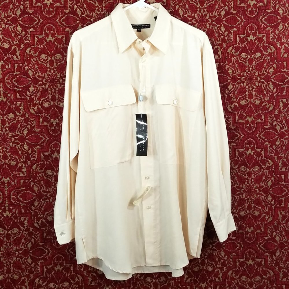 NEW ARNOLD ZIMBERG NY Ivory Shirt M⤵️🕚